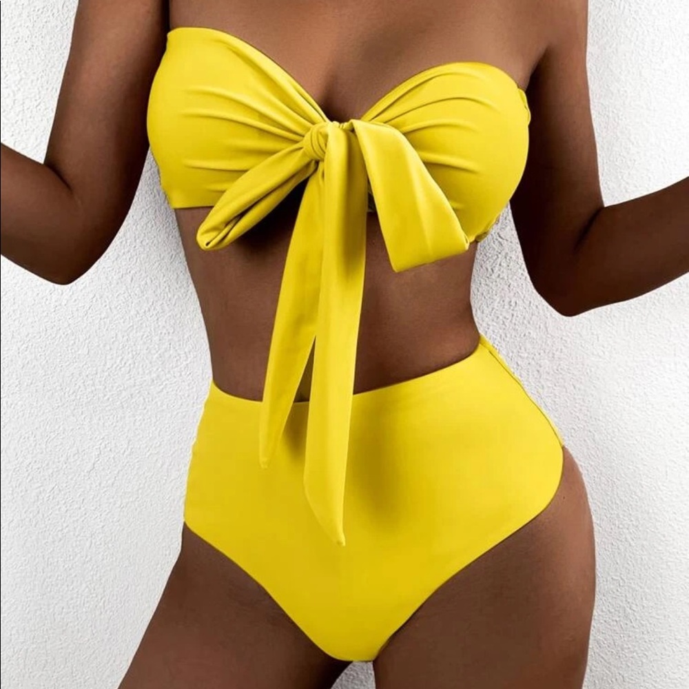Yellow SHEIN high waisted bikini